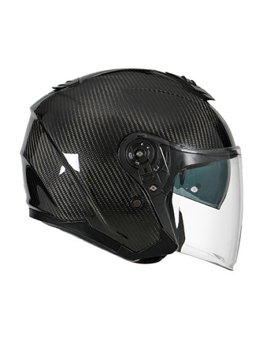Martian Genuine Real Carbon Fiber Motorcycle Full Face Helmet HB-B2 Open Face Glossy Carbon Black, DOT Approved